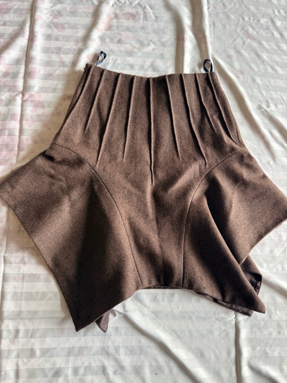 Women's Mocha Wool Flared Panel Skirt